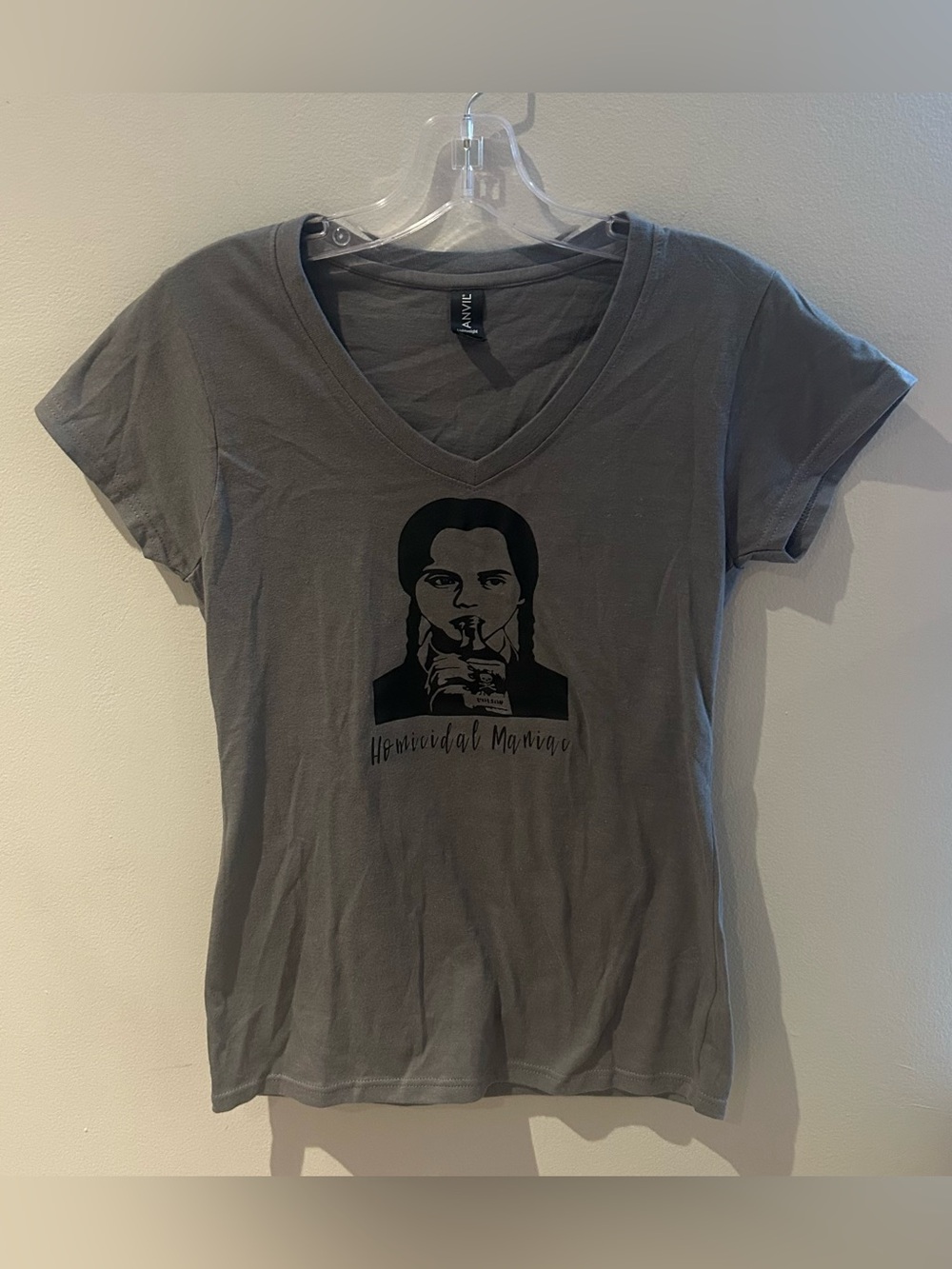 Wednesday Addam's homicidal manic V-neck tee shirt